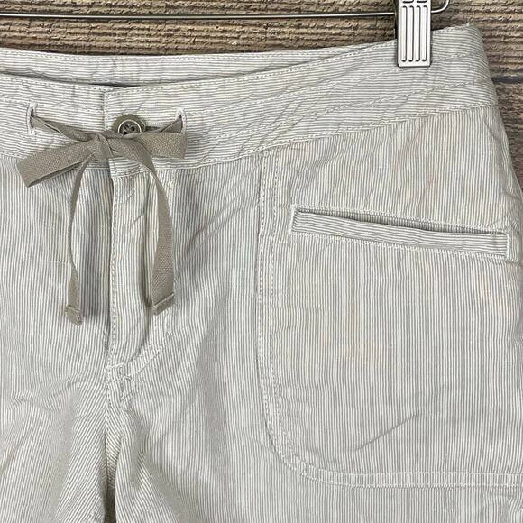 North Face Wander Free Linen Blend Shorts Dune Beige Stripe SZ 6 - Picture 2 of 9